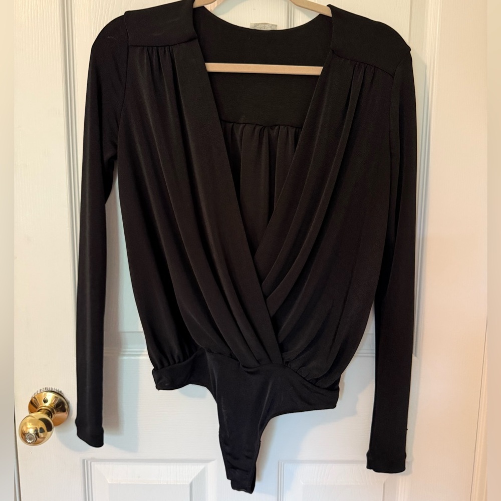 Free People Women’s Black Silky Bodysuit